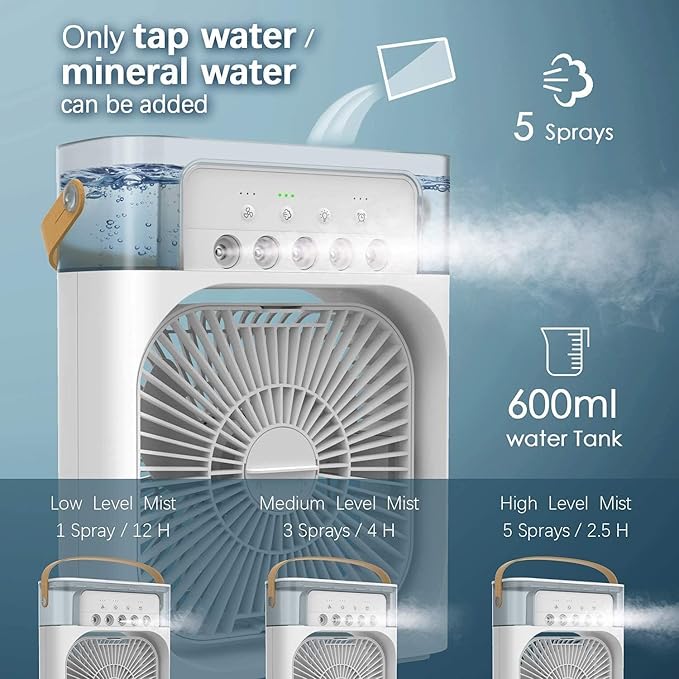 Portable 3 IN 1 Mini Air Conditioner With LED Lights & Humidifier