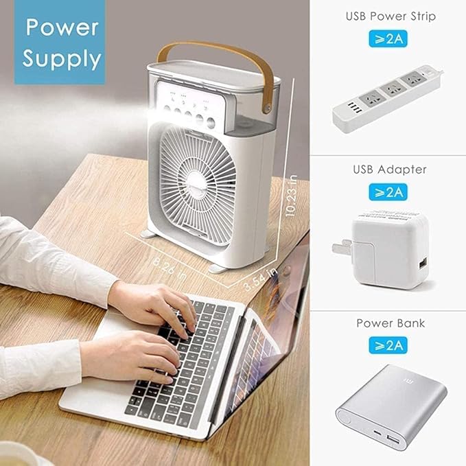 Portable 3 IN 1 Mini Air Conditioner With LED Lights & Humidifier