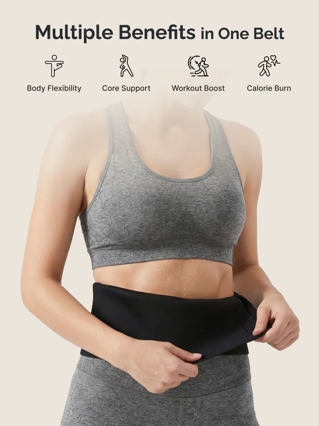 Kartopia Sweat Slim Belt for Women for Fat Loss, Stomach Shaping & Workout Support | Adjustable Waist Trainer Sauna Belt for Gym, Yoga & Daily Use